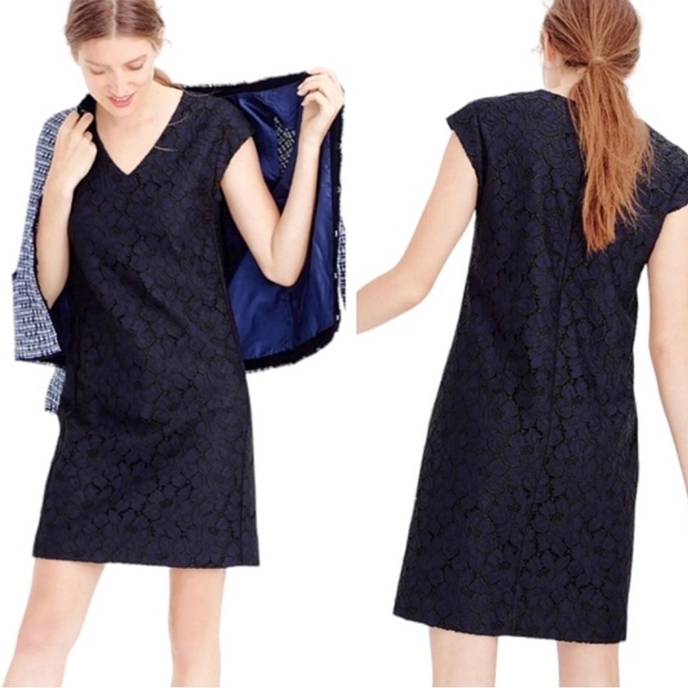 ✴️J. Crew Navy on Black Lace Shift Dress, Sz2